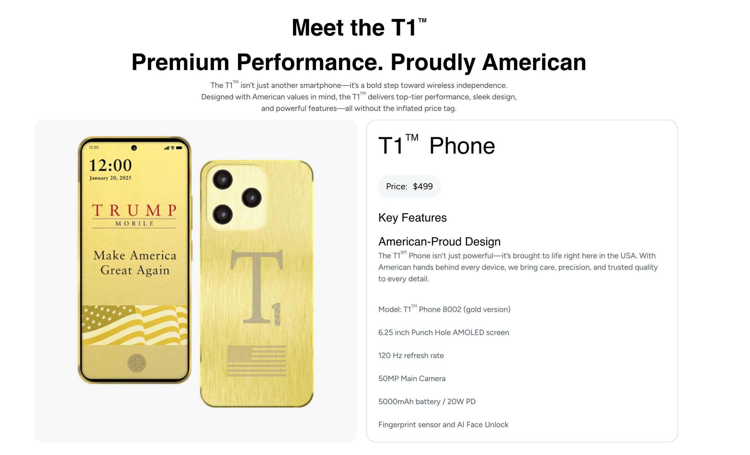 Trump Mobile прибрав інформацію про виготовлення золотого смартфона в Америці