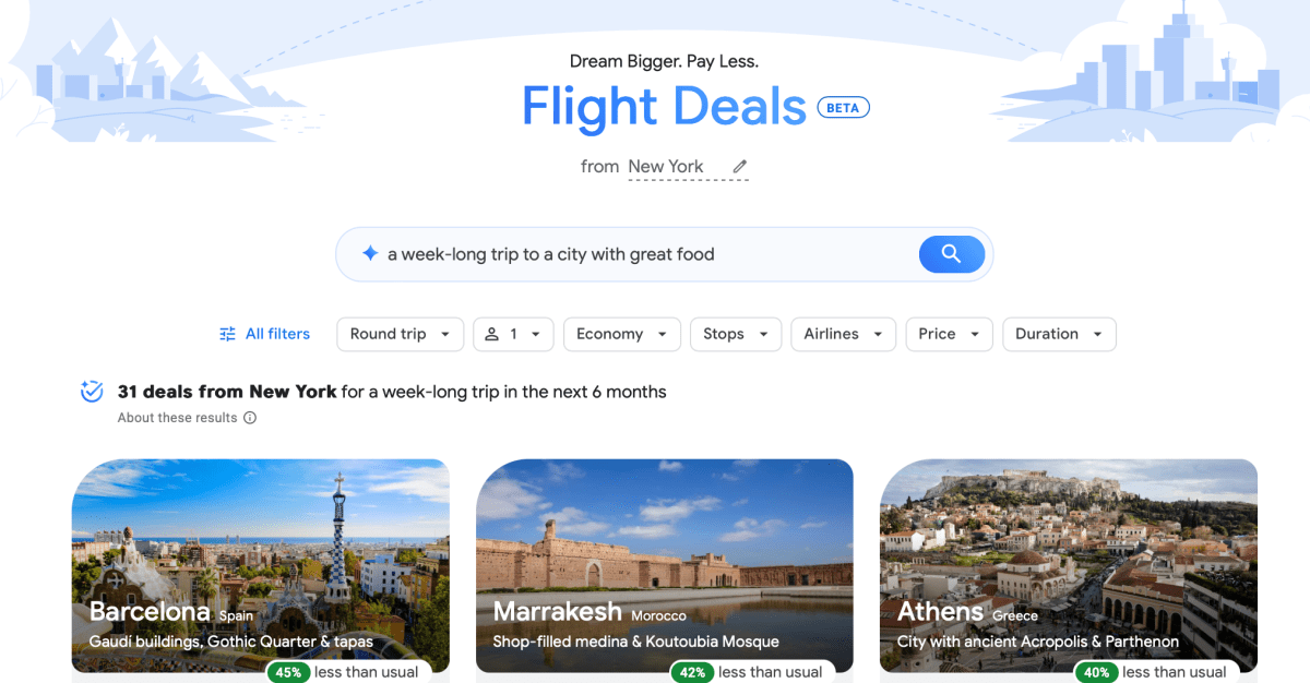 Google Flights допоможе забронювати подорож, коли ви не знаєте, куди вирушити
